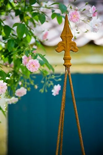 KUHEIGA Rankgerüst/Rankhilfe aus Metall H: 145cm, Breite variabel Rost aus massivem Eisen für z.B. Tomate oder Gurke