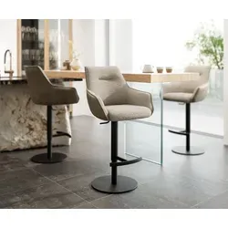 DELIFE Barstuhl Alja-Flex – Höhenverstellbar und Drehbar in beige von Delife