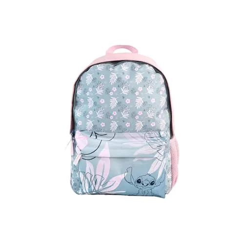 TOYBAGS Stitch Pink Schulrucksack mit POM-POM-Zubehör, anpassbar an Trolley, gepolstertes Rückenteil, Laptopfach, 42 x 31 x 13,5 cm, bunt, M, Casual
