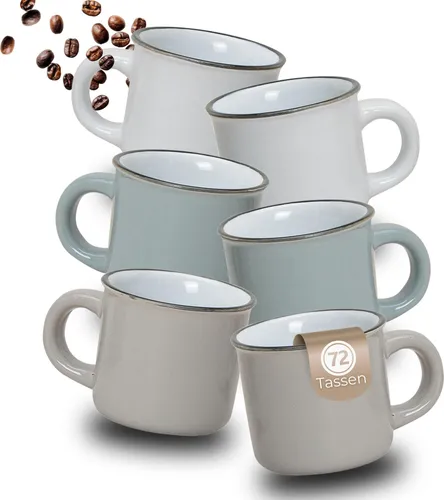 Espresso-Tassen Email-Optik 72 Stk. dickwandige Keramik, 50 ml