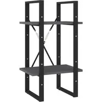 Bücherregal 2 Böden Grau aus Kiefernholz 40x30x70 cm - Modernes Bücherregal mit 2 Böden aus massivem Kiefernholz, ideal für das Wohnzimmer. Bietet ausreichend Platz für Bücher und Dekoration.