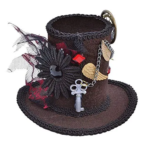 Bristol Novelty BH612 Steampunk-Mini-Zylinder, hoch, für Damen, Einheitsgröße Halloween, Brown