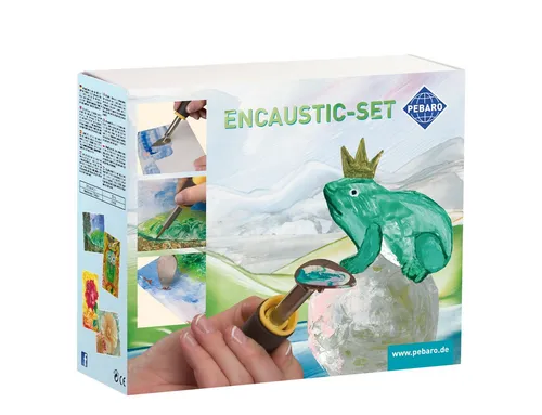 Pebaro 0279 Geschenkset Encaustic - Papierbastelset für Kinder, ideal für kreative Projekte mit Encaustic-Karten in zwei Größen und Wachsmalfarben – perfekt für originelle Kunstwerke!