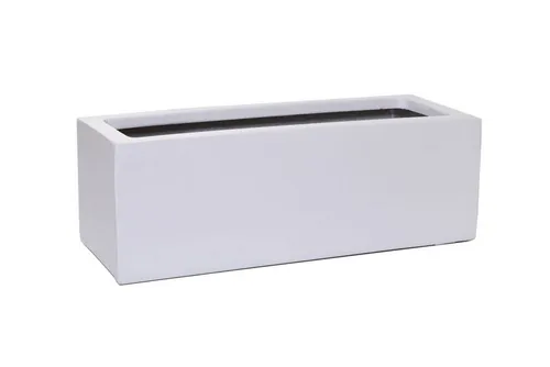 VIVANNO Balkonkasten Blumenkasten Pflanzkasten FLOBO Weiß Matt - Blumenkasten aus robustem Fiberglas, ideal für kleine Balkone und Fensterbänke. Ganzjährig im Außenbereich nutzbar, perfekt für Kräuter und Anzucht.