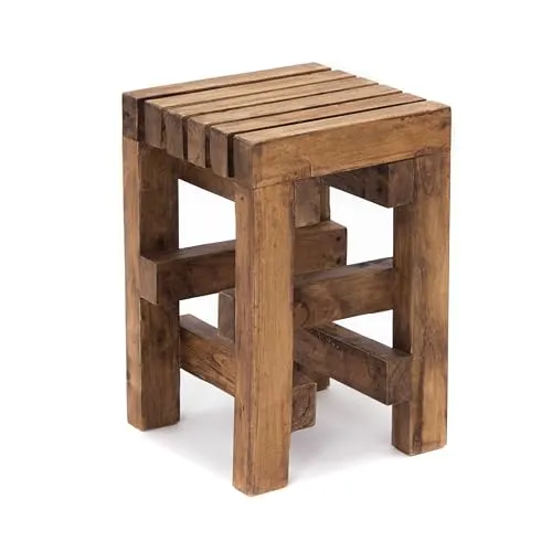 CREEDWOOD Holz HOCKER Tetris | Mahagoni Holz, 45 cm - Hocker fürs Kinderzimmer, handgefertigtes Unikat aus Mahagoni Holz, ideal als Sitzgelegenheit oder Beistelltisch mit rustikalem Charme.