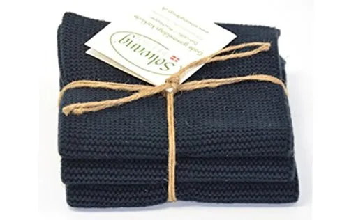 Solwang Putzlappen Schwarz gestrickt Wischlappen Baumwolle Wischtücher Edelstahl