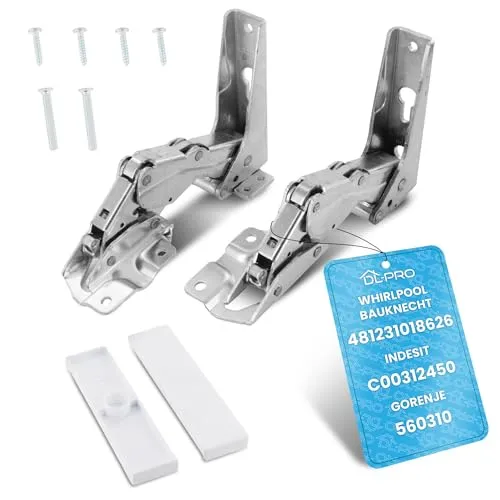 DL-pro Türscharnier Set oben + unten für Whirlpool Bauknecht Ignis 481231018626 Indesit Hotpoint C00312450 Scharnier Kit Hettich mit Montagesatz für KDI KGI KVI KVIC Kühlschrank Gefrierschrank