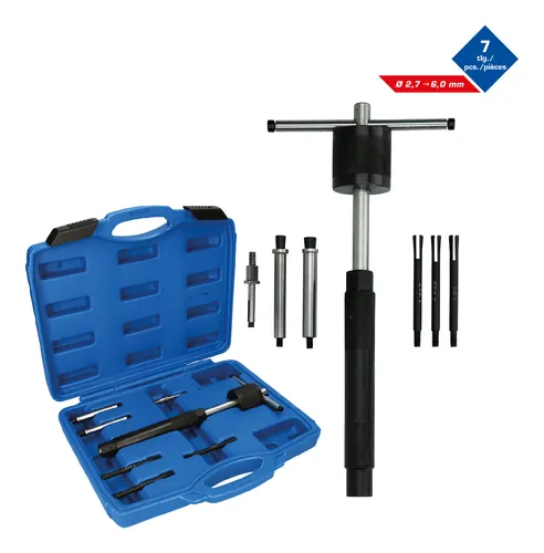 BRILLIANT TOOLS BT561010 Glühkerzen-Auszieher-Satz | 7-tlg. - Abzieher-Set zum Herausziehen von abgebrochenen Glühkerzen, inklusive Klemmspannzange, Gleithammer und Innenabzieher für präzise Reparaturen.