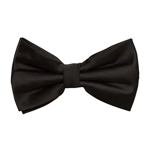 Fabio Farini - schwarze Herren Fliege vorgebunden & verstellbar, klassische Schleife in unifarben, Querbinder für feierliche Anlässe, Schwarz glänzend