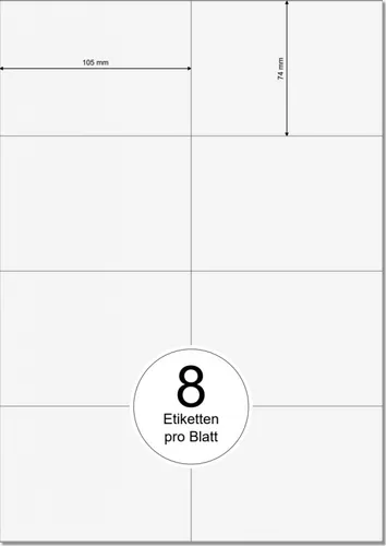 PRINTATION Papier-Etiketten (B105xH74mm=A7) 100xA4 à 8 Eti. 1367536-GP