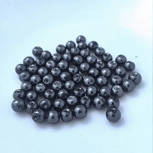 Kopper-24 (4 mm/Grau) Glasperlen - Bastelperlen aus Glas rund - 30 Farben mit Loch Perlen zum Basteln auffädeln Armbänder Traumfänger bunt Set DIY mini kleine große Kinder Bastelperlen Schmuck