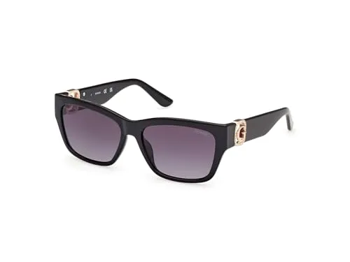 GUESS Unisex GU00105 Sonnenbrille, Shiny Black, 56 - Stylische Sonnenbrille für Damen, UV-Schutz und modisches Design in glänzendem Schwarz.
