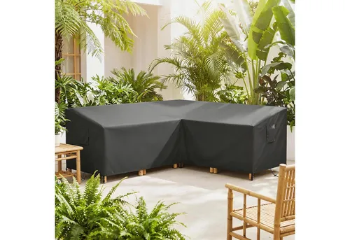 Schutzhülle für Gartenmöbel - Winterfest und Wasserdicht in Schwarz - Moderne V-förmige Abdeckung für Gartenmöbel aus robustem 420D Oxford-Gewebe. Ideal für den ganzjährigen Schutz Ihrer Möbel. Leicht und sofort einsatzbereit, ohne Montage.