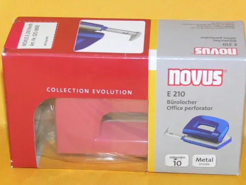 Novus - Locher E 210 - mit Anschlagschiene - 10 Blatt - pink - Neu&Ovp