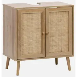 sweeek Unterbauwaschbeckenmöbel aus Holz und Rattan in beige von SWEEEK