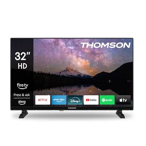Thomson 32 Zoll HD LED Fire TV mit Alexa - Fernseher: Genießen Sie Streaming und Apps mit Alexa-Sprachsteuerung, AirPlay und vielseitigen Anschlussmöglichkeiten für ein smartes Fernseherlebnis.
