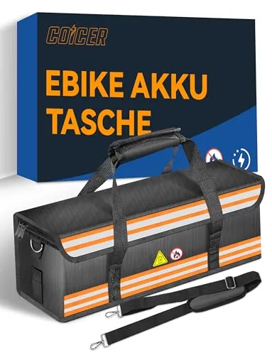 COICER E-Bike Akku Tasche, Schutz Feuerfeste Box für Akkus, Dokumententasche Explosionsgeschützte Lipo Fahrrad, Safe Bag Ebike Akku Schutzhülle Große Batterieaufbewahrung Zubehör (L-Schultergurt-Stil)