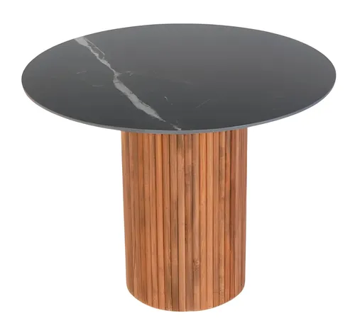 Runder Schwarz-Brauner Esstisch – Moderner Designer Tisch aus Holz - Moderner Esstisch aus hochwertigem Holz, rund und elegant. Ideal für Ihr Esszimmer, mit den Maßen 200 x 100 x 75 cm. Perfekt für gesellige Abende und stilvolle Einrichtung. Montage erforderlich.