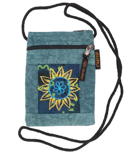 Boho Brustbeutel, Passporttasche - petrol - 18*12*4 cm
