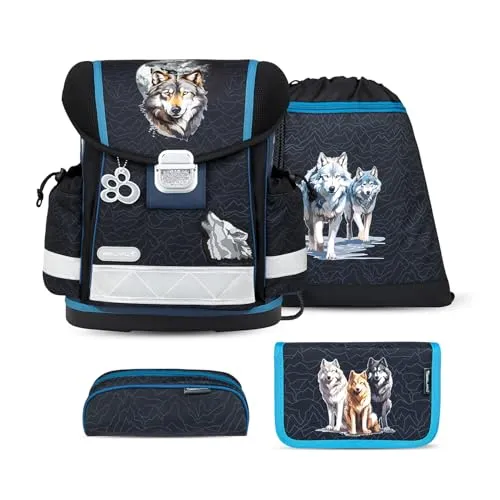 Belmil Classy Schulranzen Set 4 - teilig (403-13/AG/S) (Wolves Pack)