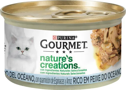 Purina Nature's Creations Katzenfutter mit Meeresfisch, 24 Dosen à 85 g - Dosenfutter für Katzen, hochwertige natürliche Inhaltsstoffe ohne künstliche Zusätze, sorgt für eine vollständige und ausgewogene Ernährung für ausgewachsene Katzen.