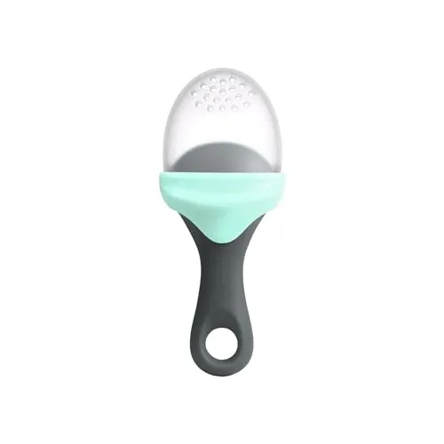 Boon B11414 Pulp, Mint, Silicone Spoon with Small Holes Ideal for Toddler Self-Feeding, Suitable for Babies from 6 Plus Months