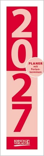Streifenplaner Mini Rot 2027: Praktischer Streifenkalender mit Spiralbindung, Format: 8,5 x 30 cm