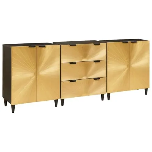 vidaXL Modernes Sideboard aus Massivholz - Elegantes Sideboard aus massivem Mangoholz mit glänzender Oberfläche, bietet großzügige Aufbewahrungsmöglichkeiten und verleiht modernen Räumen Stil und Funktionalität.