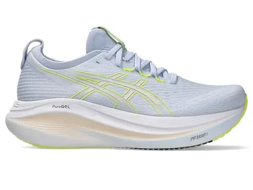 Asics Damen Gel-Nimbus 27 in Blau (Größe 39.5) - Der Asics Gel-Nimbus 27 bietet optimalen Komfort und Dämpfung für jedes Laufabenteuer. Atmungsaktive Materialien und starker Grip sorgen für ein hervorragendes Laufgefühl – ideal für Training und Wettkampf.