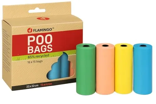 Flamingo Kotbeutel Recycled Poco Mehrfarbig – A:22cm B:32cm, 240 Stück, Aus Recycled Kunststoff, Stark, Langlebig, Bunt und Zuverlässig