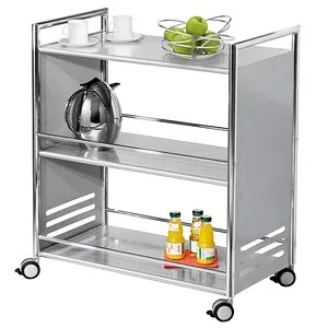 Kerkmann Servierwagen Artline 3371 – 3 Etagen aus Metall - Robuster Servierwagen mit 3 Etagen und einer Tragkraft von 60 kg, ideal für Gastronomie oder Zuhause. Aus verchromtem Stahlrohr mit praktischen Lenkrollen für einfache Mobilität.
