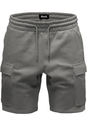 REPUBLIX Herren Cargoshort Männer Kurze Bermuda Sweat Hose Regular Fit R8007 Dunkelgrau S