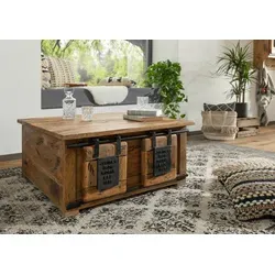 Massive Holztruhe RAILWAY #164 - Truhen & Kisten, stilvolle Aufbewahrungslösung aus massivem Holz in Vintage-Optik, ideal für Wohnräume und als Couchtisch.