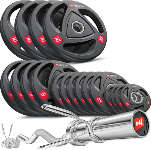 Hop-Sport Olympia Hantelset 89 KG SZ-Stange Curlstange 50mm Hantelcheiben 4x 10 kg, 4x 5 kg, 6x 2,5 kg, 4x 1,25 kg