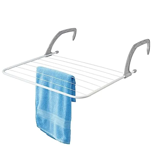 KADAX Balkonwäschetrockner, Wäscheständer für Balkon, Balkongeländer, Heizkörper, Bad, hängender Wäschetrockner, Kleiner Hängetrockner, klappbar