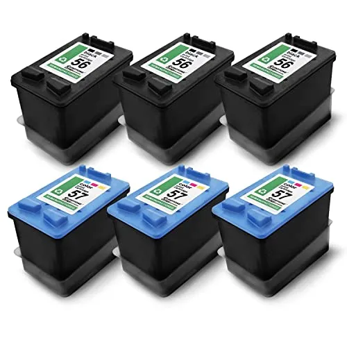 Eurotone 6X Patronen für HP PSC 1110 1217 1340 1350 2000 2175 2210 2410 ersetzt 56+57 CMYK