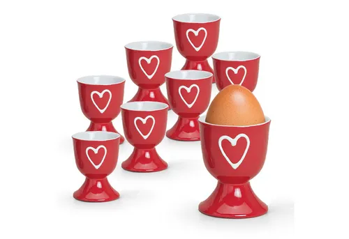 matches21 HOME & HOBBY Eierbecher, (8-tlg), Runde Keramik Ei-Halter als lustige Frühstücks-Eier Tisch-Deko