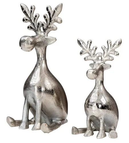 Levandeo® Dekoobjekt 2er Set Rentiere Metall Silber von Levandeo