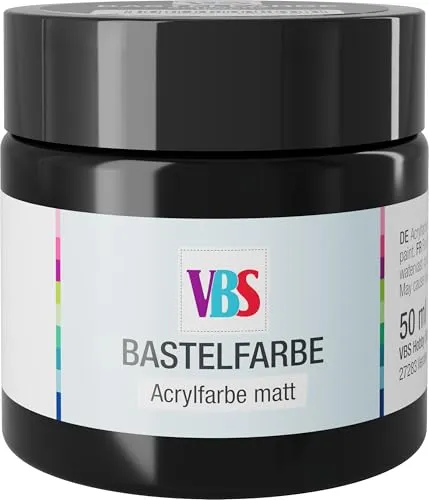 VBS Bastelfarbe 50 ml wasserfest lichtecht geruchsneutral lösungsmittelfrei hochpigmentiert matt Malfarbe Malen Farbe Farben Schwarz
