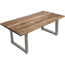 Möbilia Esstisch 160 x 90 cm – Modernes Design aus Mangoholz - Esstisch aus robustem Mangoholz und antiksilbernem Metallgestell, ideal für drinnen und draußen. Die natürliche Maserung und 43 mm starke Platte machen ihn zu einem echten Hingucker.
