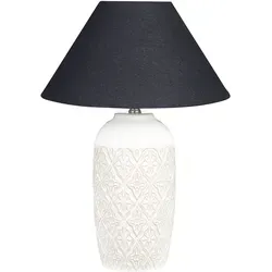 BELIANI Tischlampe Beige mit Keramiksockel - Elegante Nachttischlampe mit stabiler Keramikbasis und Leinenlampenschirm für sanftes Licht. Ideal für Wohn- und Schlafzimmer, ergänzt jedes Einrichtungskonzept.