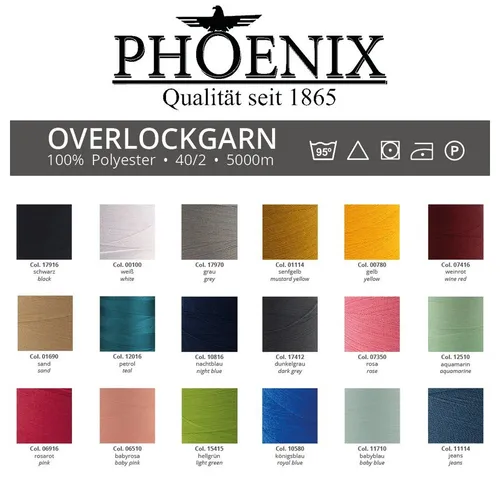 Phönix Phönix Overlockgarn 4x5000m Farbe 07350 rosa Overlockgarn, (Packung), 4 x 5000m