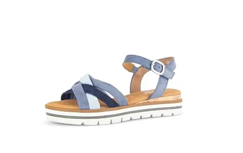 Gabor Damen Riemchensandalen, Frauen Sandalen,Moderate Mehrweite (G),Sommersandalen,bequem,flach,Sommerschuhe,heav/Sky/RIV(Kork),40 EU / 6.5 UK