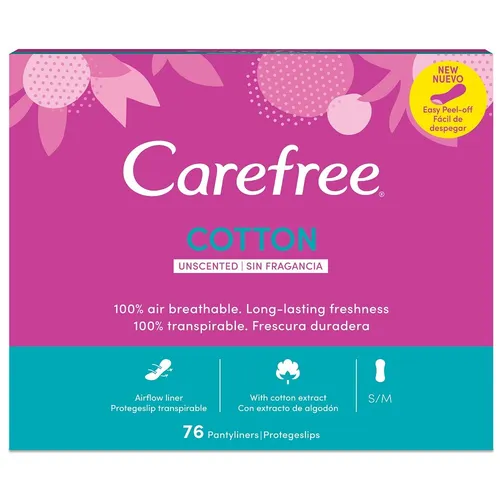 Cotton wkładki higieniczne nieperfumowane 76szt Carefree 3574660464429