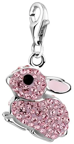 Nenalina Hase Karabiner Charm Anhänger aus 925 Sterling Silber - Clasp Charms für Damen, hochwertiger Charm-Anhänger aus 925er Sterlingsilber mit Karabinerhaken für vielseitige Kombinationsmöglichkeiten.