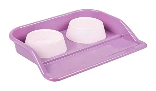 Futternapf Set 2 x 300ml Fressnapf aus Kunststoff mit Unterlage Wassernapf Futterschüssel Katze Hund Wasser Napfset Fütterung Futterschale