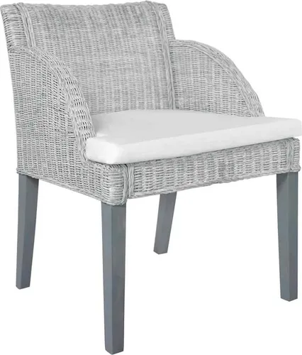 vidaXL Esszimmerstühle mit Kissen 2 Stk. Grau Natur Rattan von vidaXL