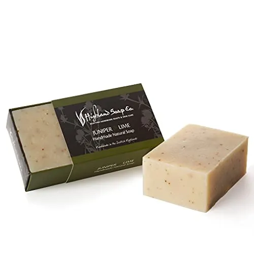 The Highland Soap Company Handgemachte Seife Wacholder & Limette, 190 g, handgefertigte Seife mit Sheabutter und Kakaobutter