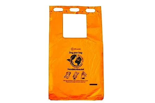 Hundekotbeutel - ORANGE - bedruckt schwarz - abreissbar 21 x 35 + 3 cm (100 Stück)