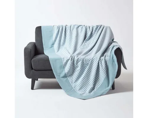 Plaid Gingham-Tagesdecke, blau, 150 x 200 cm - Bettdecken, hochwertige 100% Baumwolle, maschinenwaschbar und perfekt als Überwurf oder Sofadecke im klassischen Karo-Muster.